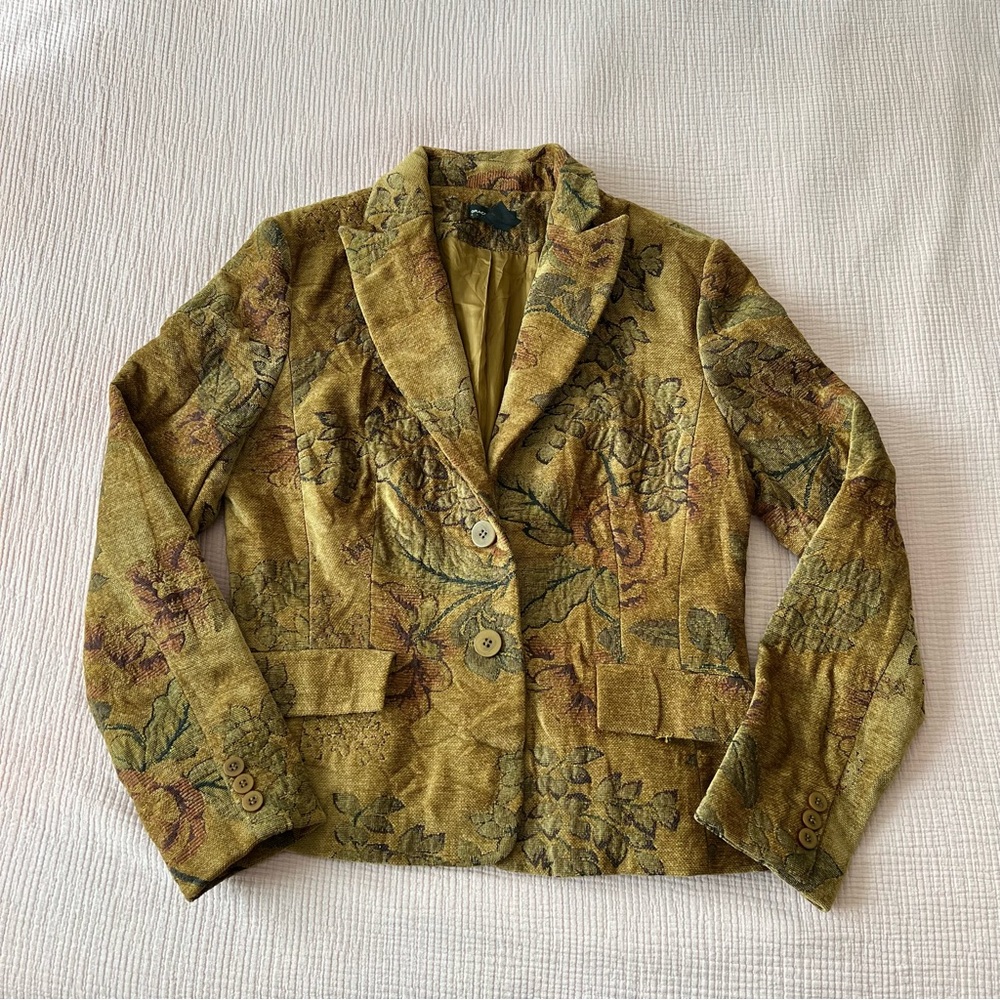 Grace Elements Women’s Multi Color Fall Floral Tapestry 2 Button Blazer Coat 8